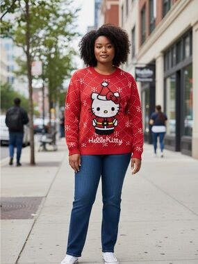 Hello Kitty Red Knit Holiday Crewneck Sweater